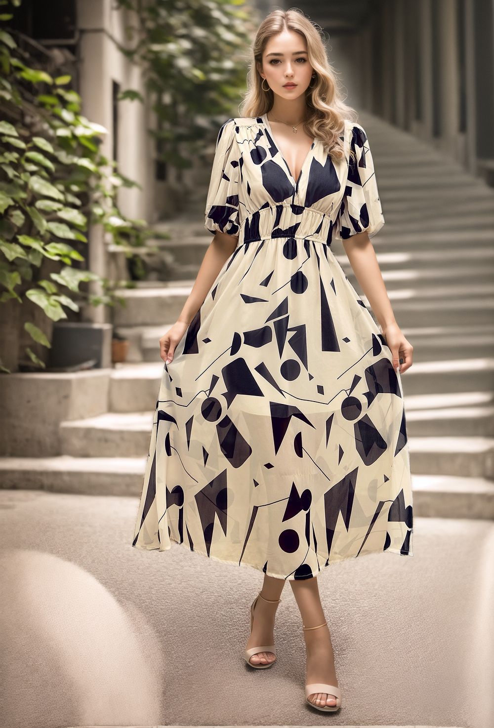 Classy Stylish Casual Summer Temperament Print Dress