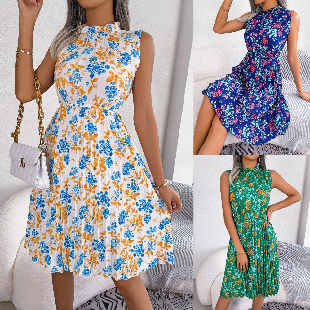 Women's Clearance Elegant Wooden Ear Flower Cinched Dress