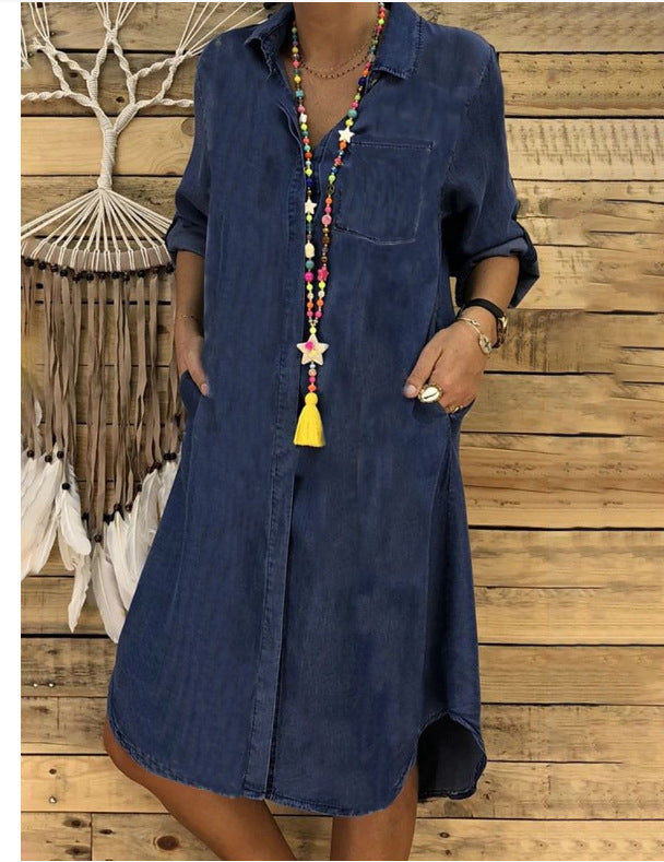 Women's Denim One-piece Solid Color Casual Dress