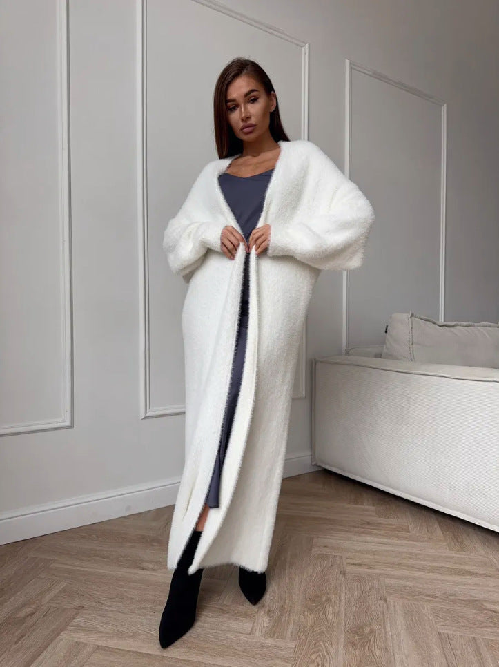 Women's Imitation Mink White Loose Plush Fluffy Women's Sweater