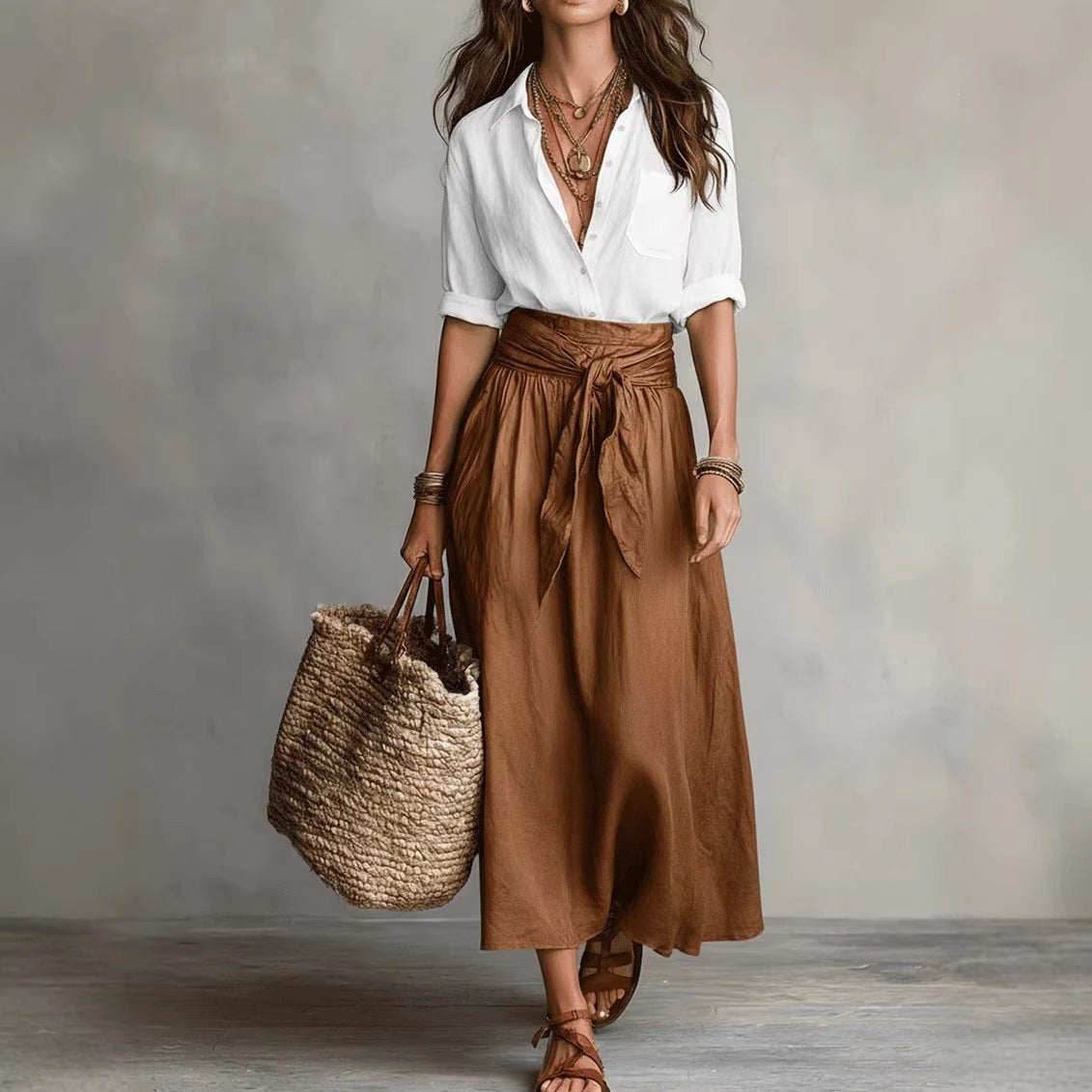 Women's Contrast Color Shirt Two-piece Set Fashion Casual Suit