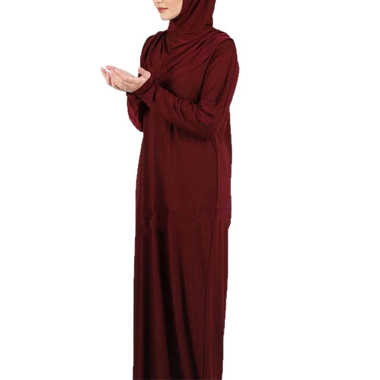 Charming Classic Solid Color Hooded Stitching Dress