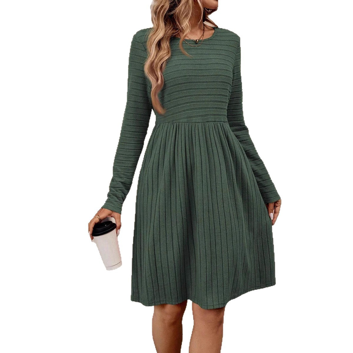 French Style Temperament Casual Round Neck Dress