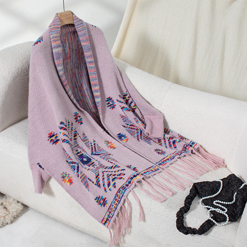 Women's Aztec Pop Geometric Jacquard Ethnic Style Tassel Women's Sweater