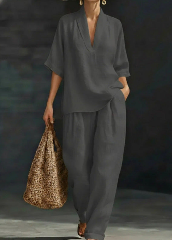 Women's Loose Leisure Simple Solid Color Two-piece Fashion Casual Suit