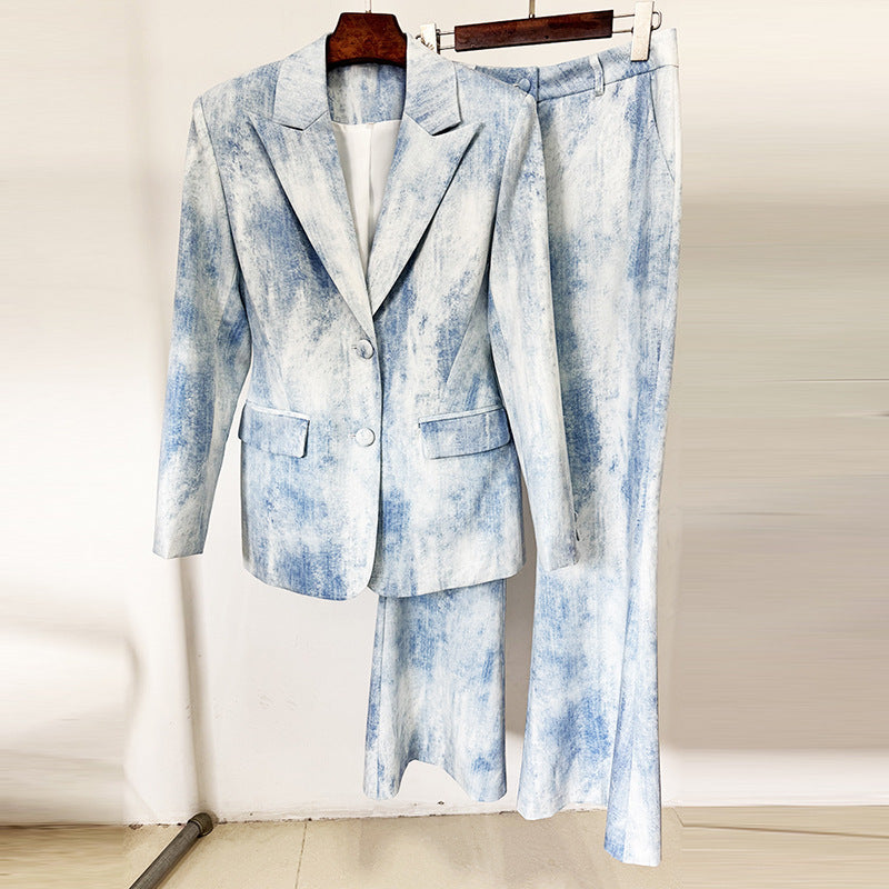 Early Spring Printed Mid-length Trousers Two-piece Fashion Casual Suit