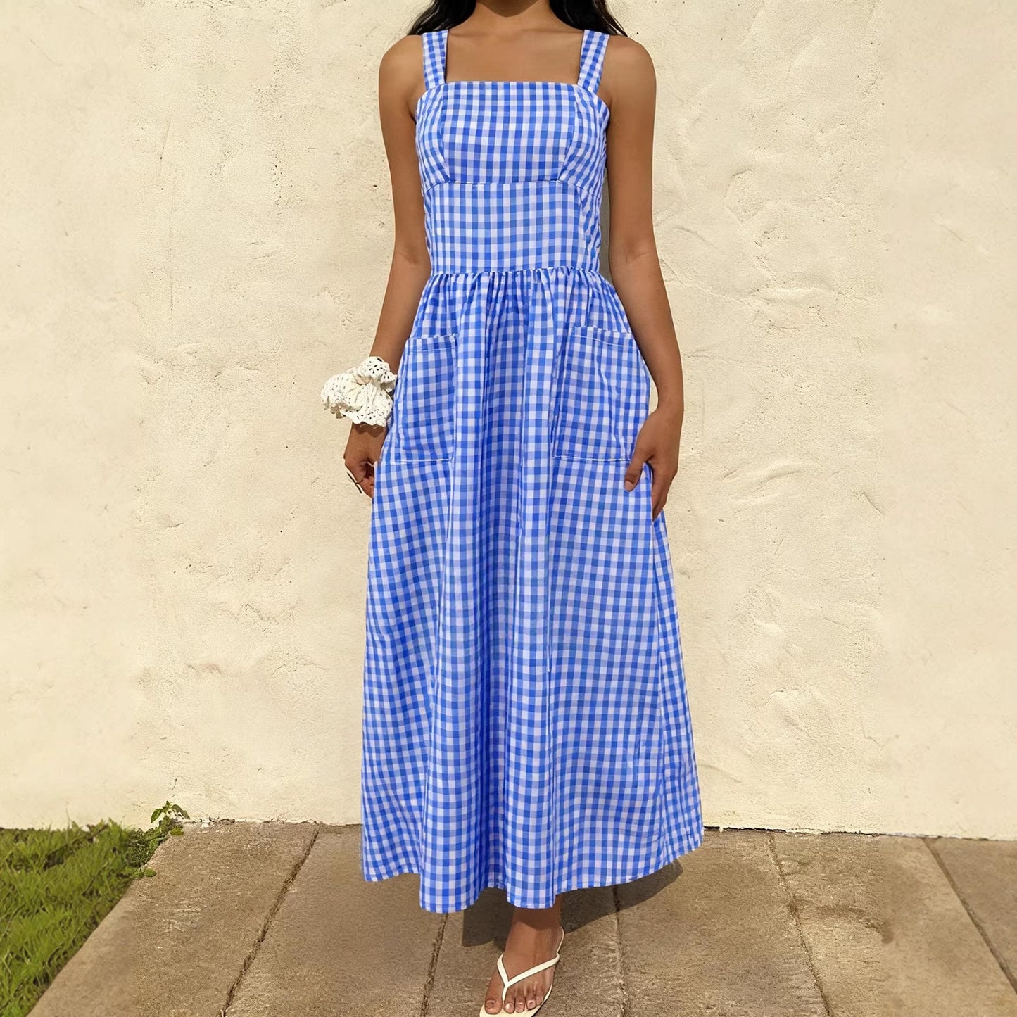 Women's Early Spring Artistic Retro Temperament Plaid Dress