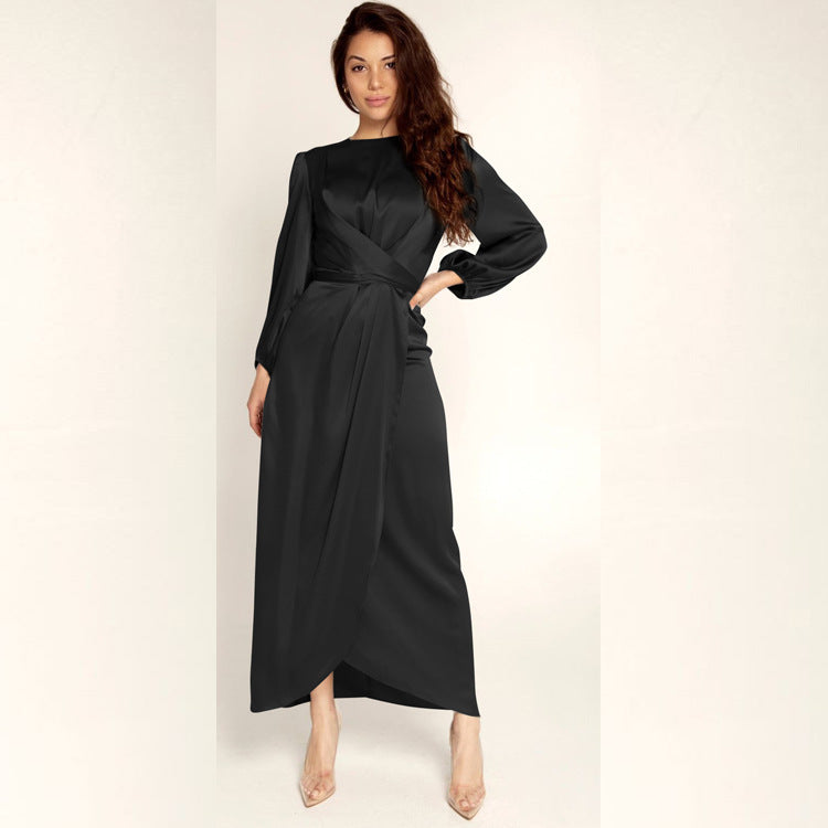 Women's Soft Waist Urban Style Satin Long Dress