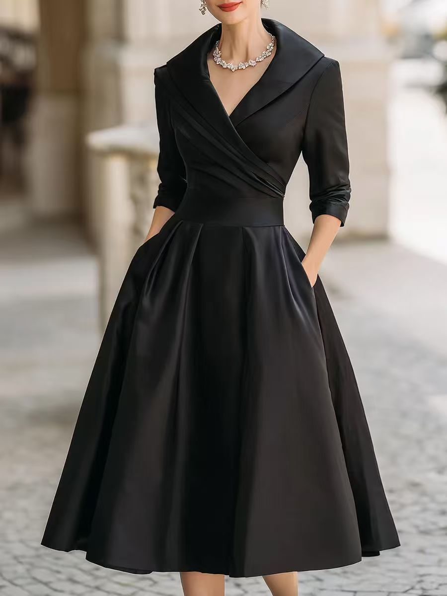 Women's Graceful Satin Waist Slimming Elegant Long Dress