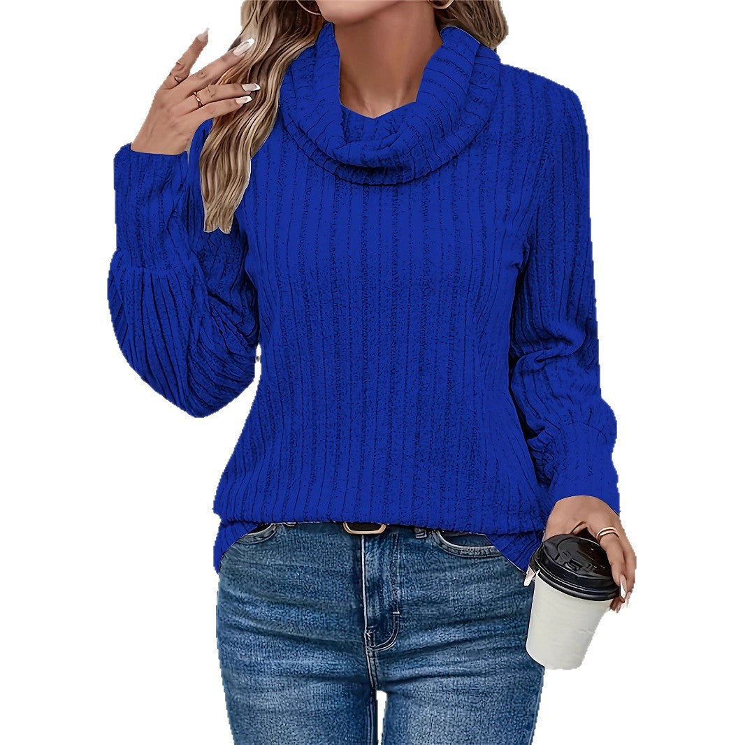 Women's Casual Solid Color Turtleneck Long Upper Outer Women's Sweater