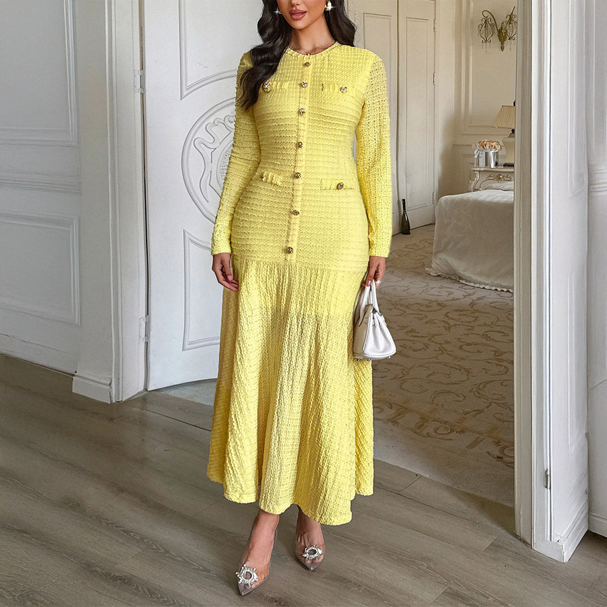 Women's Elegant Style Sleeve Solid Color Maxi Dresses