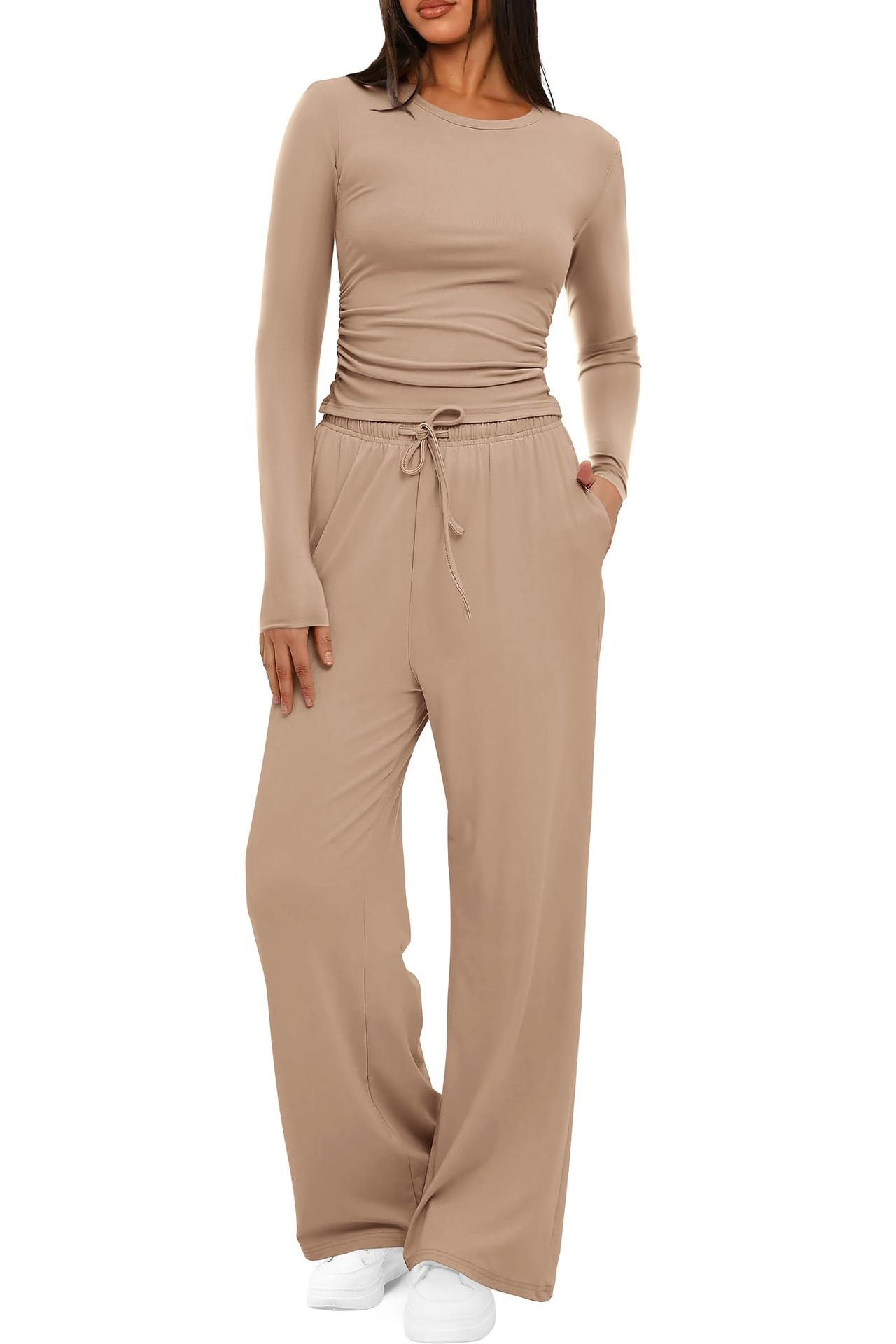 Versatile Women's Long Sleeve Solid Color Fashion Casual Suit