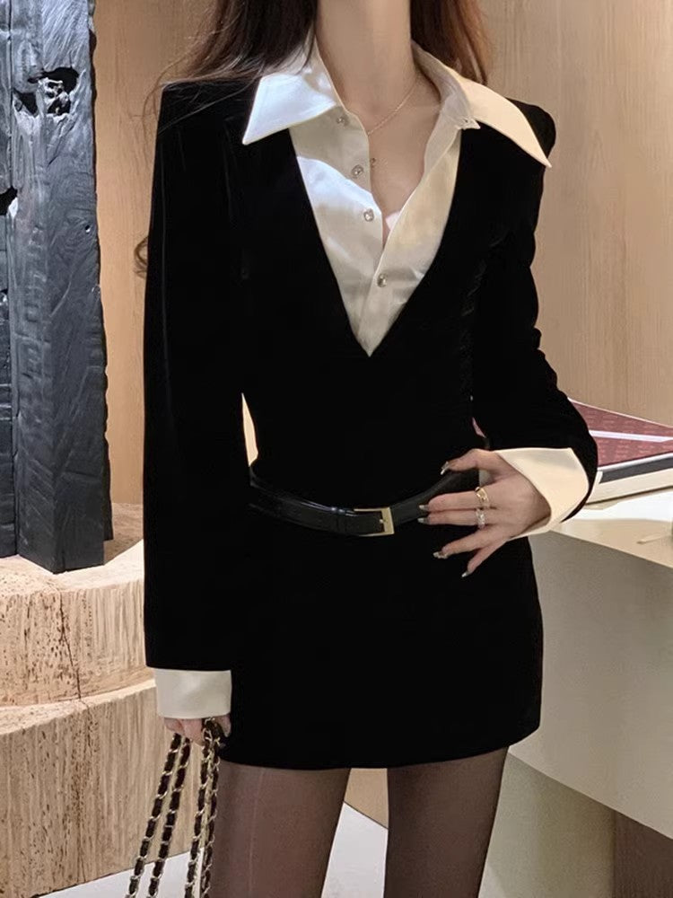 Women's Like Woman Wind Black Waist Slimming Pure Skirts