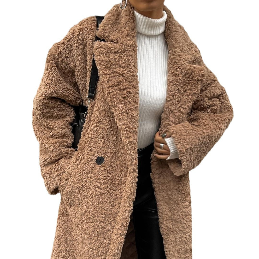 Women's Temperament Commute Long Sleeve Lapel Plush Coats