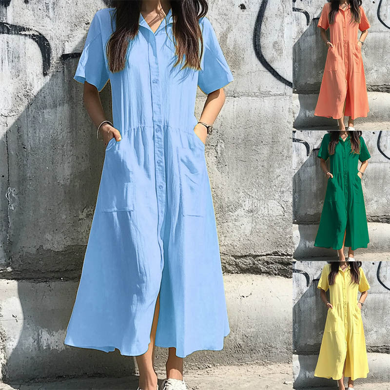 Beautiful Women's Button Casual Pocket Sleeve Shorts
