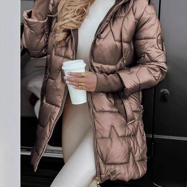 Beautiful Winter Hooded Cotton Triple Zipper Coats