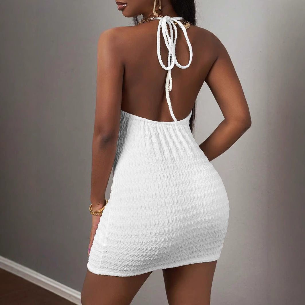 Cool Fashion Solid Color Backless Suspender Dress