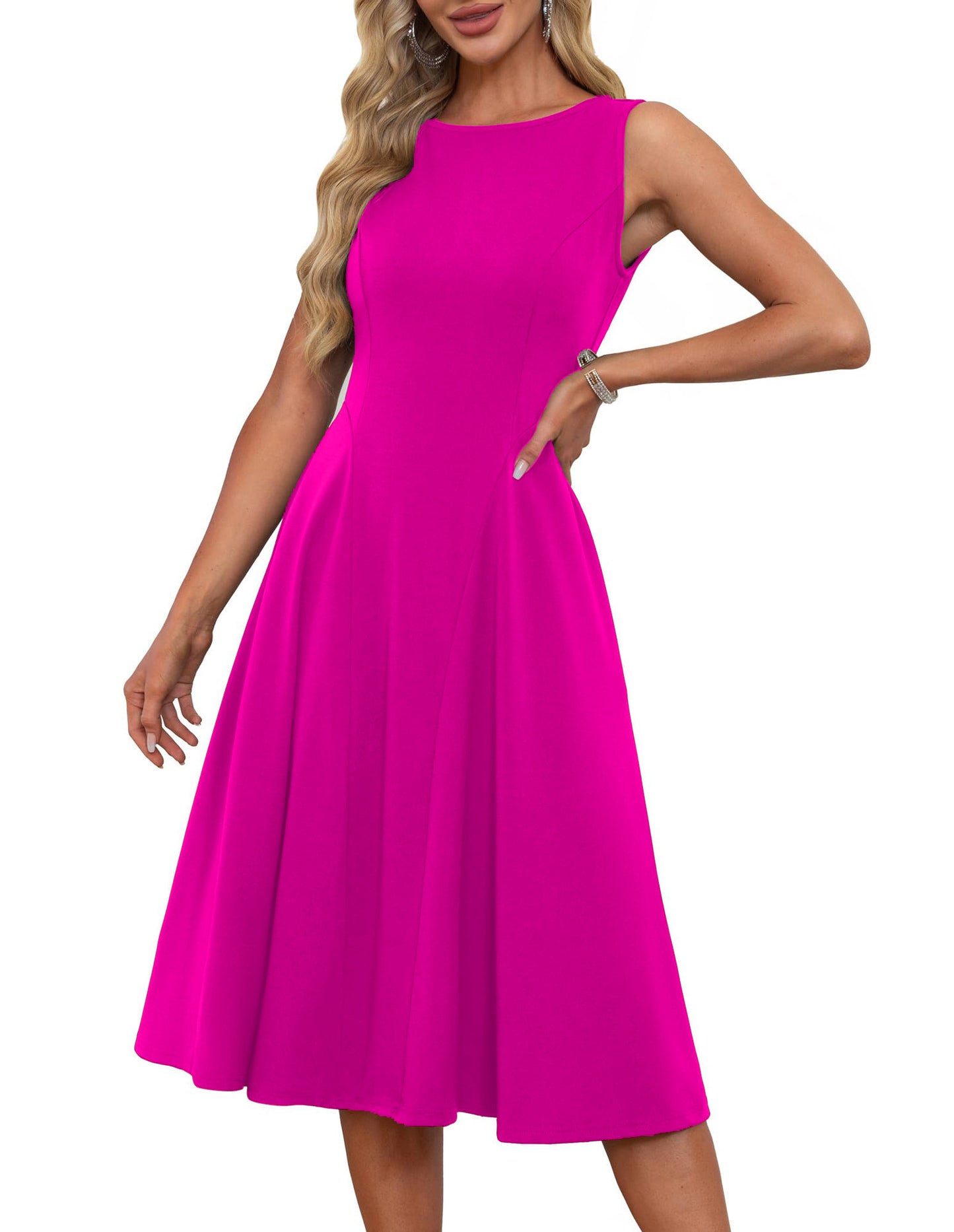 Women's Cocktail Party Dress Solid Color Round Dresses
