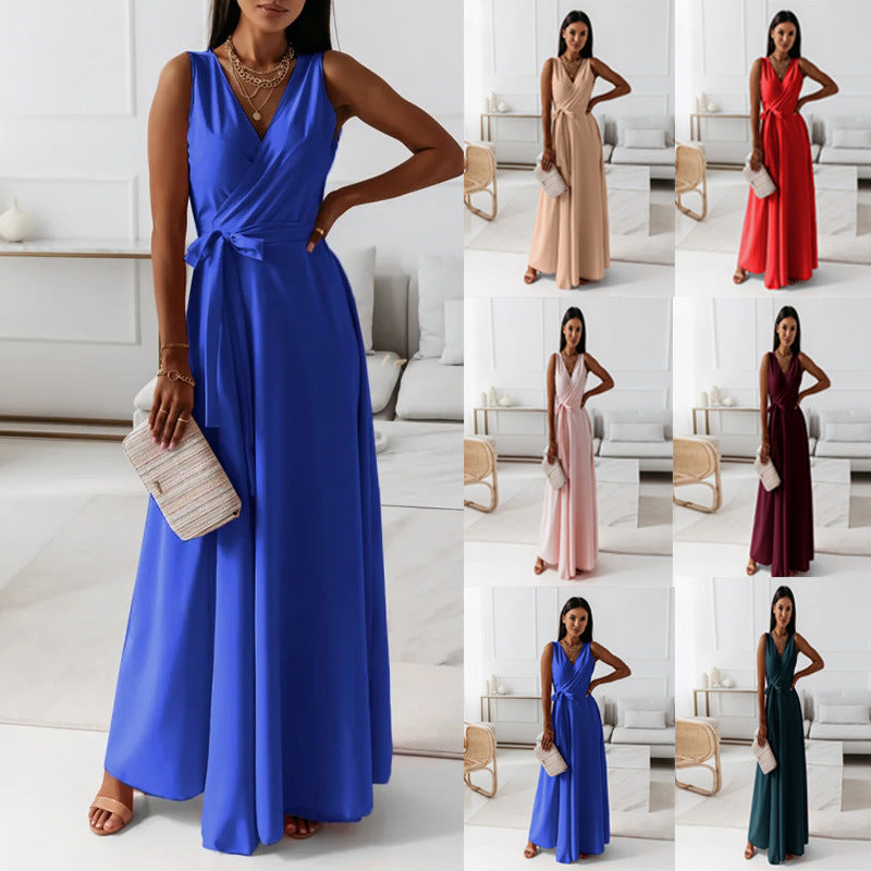 Graceful Slouchy Women's Solid Color Formal Dress