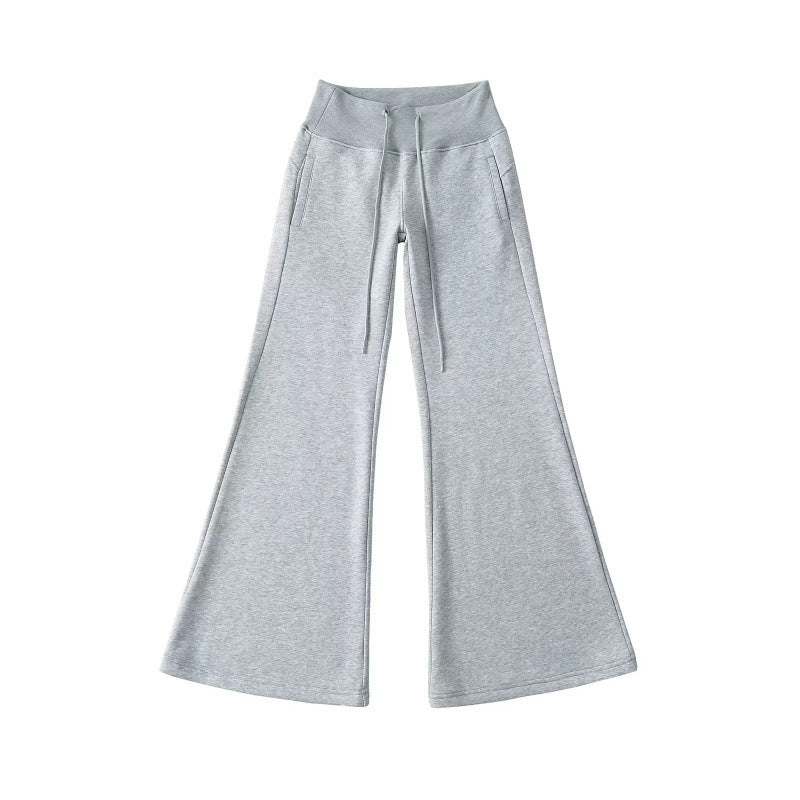 Women's Fleece-lined Thick Flared Casual Mopping Waist Pants