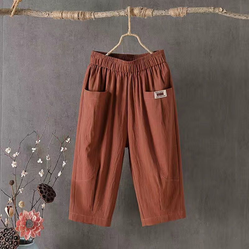 Women's Capri Summer Loose Comfort Breathable Elastic Waist Pants