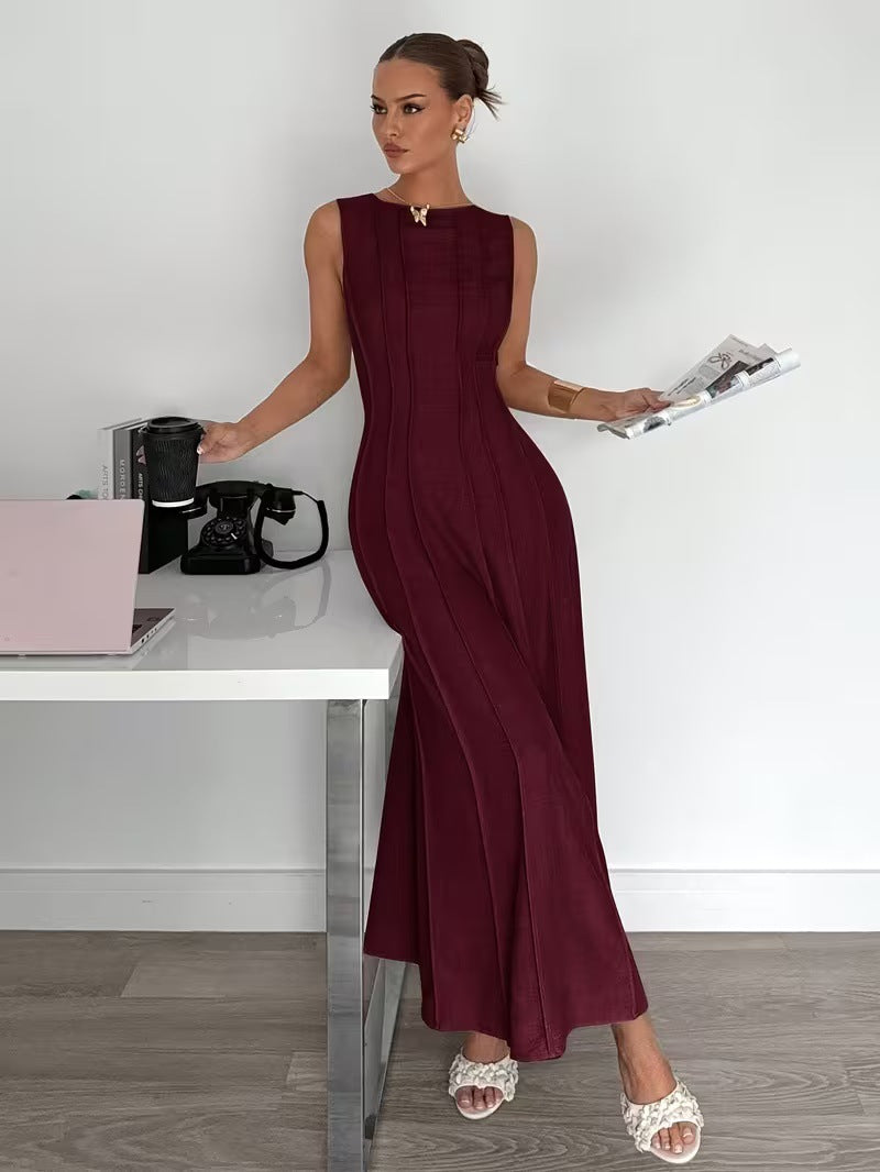 Women's Pleated Elegant Sleeveless Temperament Commute Dress