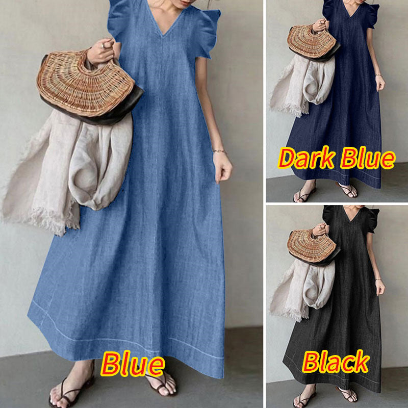 Denim Solid Color Temperament Commute Bohemian Loose Jumpsuits