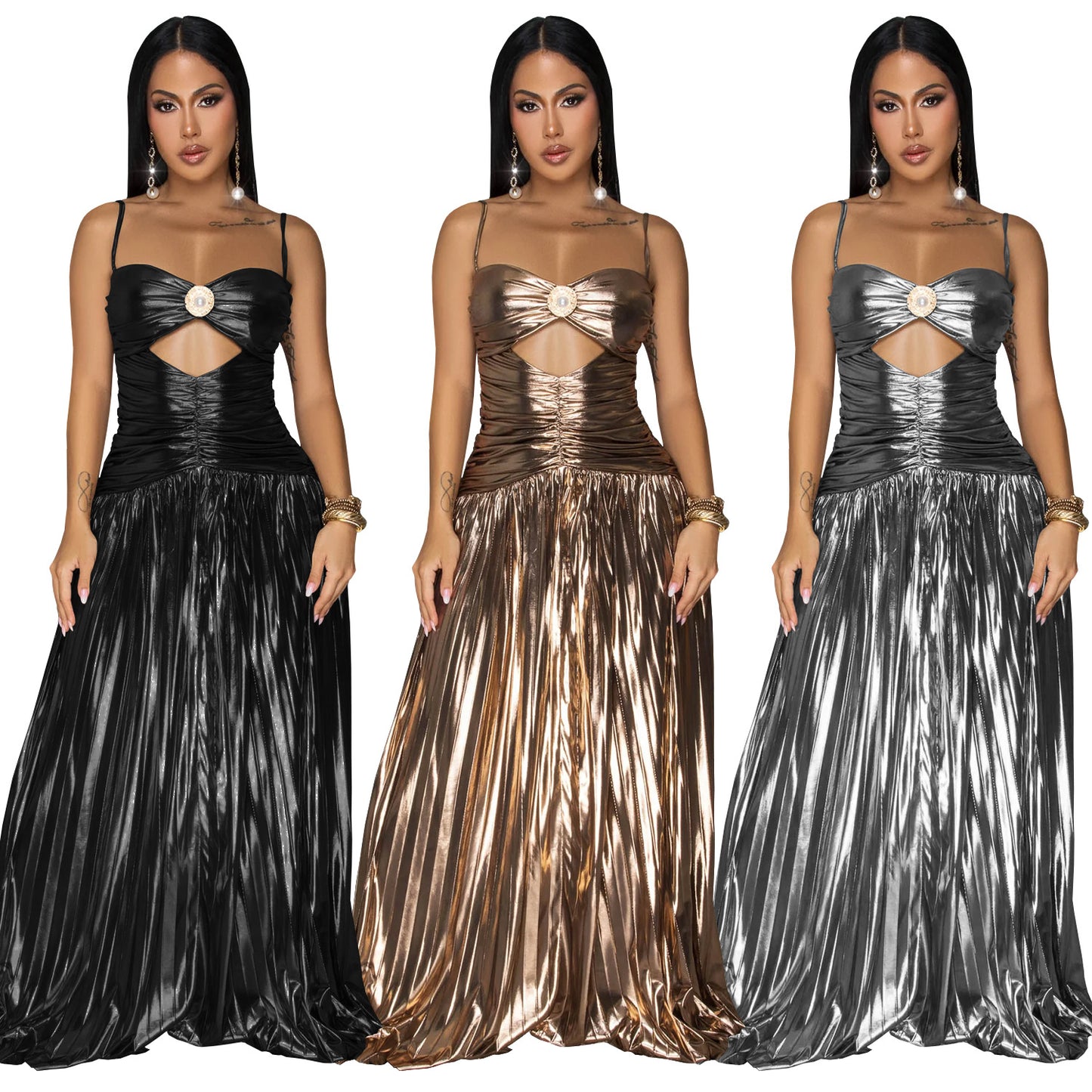 Women's Wear Sexy Sling Elegant Prom Glitter Dresses