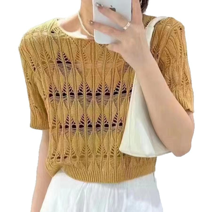 Women's Summer Thin Design Korean Style Ice Silk Elegant Sweaters