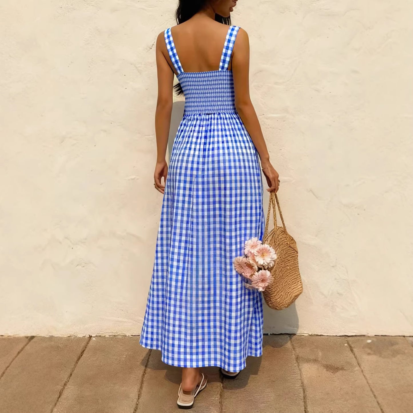 Women's Early Spring Artistic Retro Temperament Plaid Dress