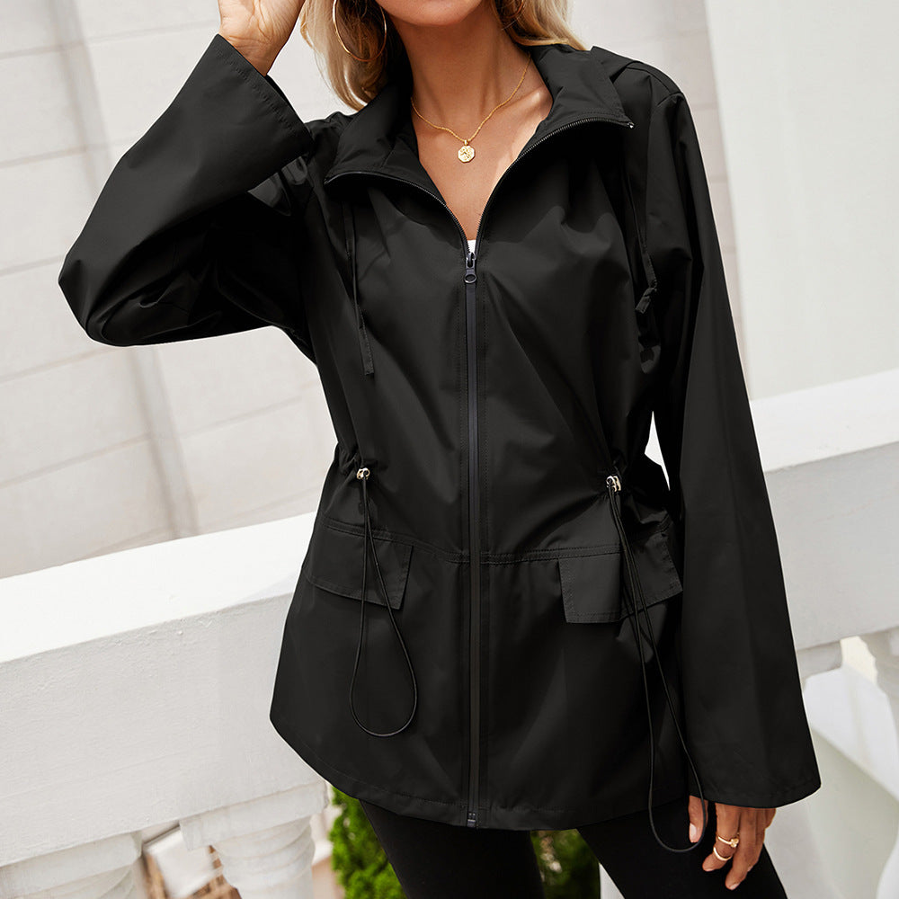 Women's Zipper Waterproof Raincoat Outdoor Sports Windcheater Coats