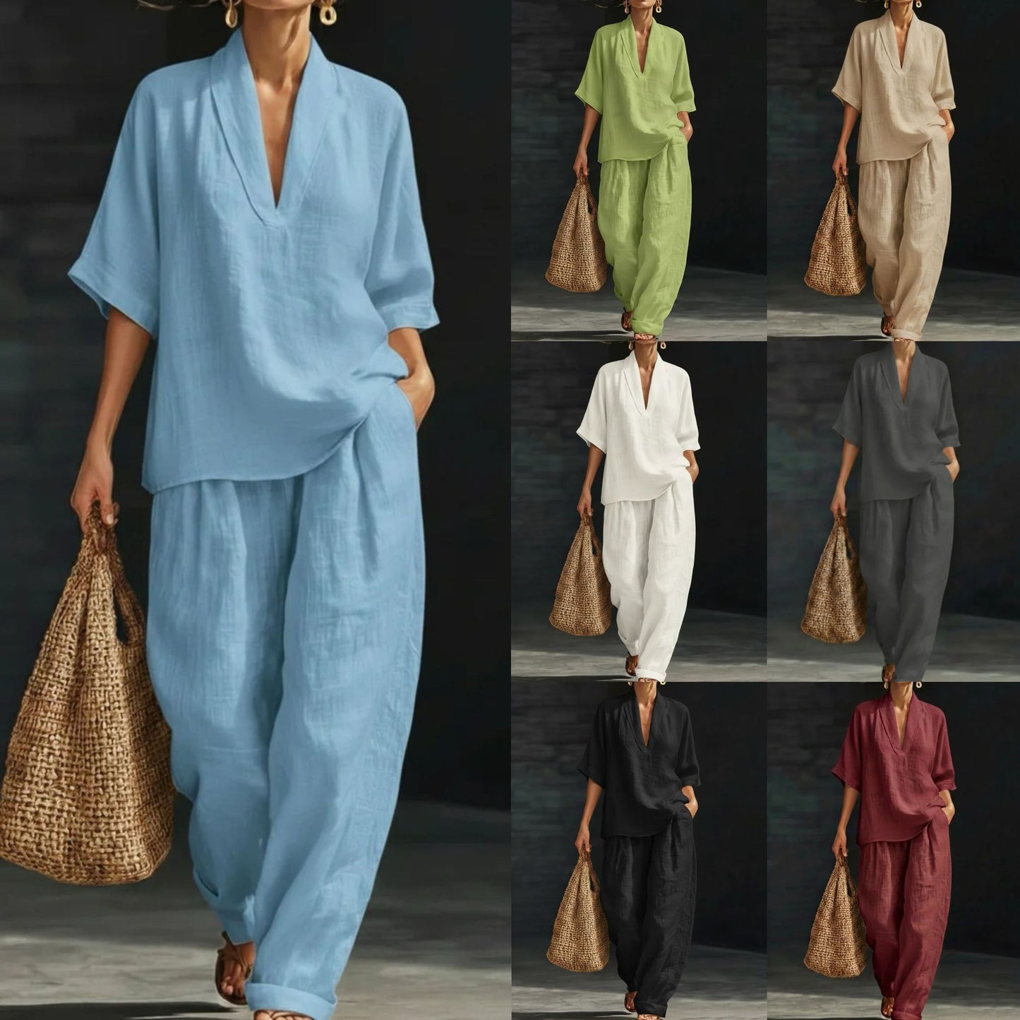 Women's Loose Leisure Simple Solid Color Two-piece Fashion Casual Suit