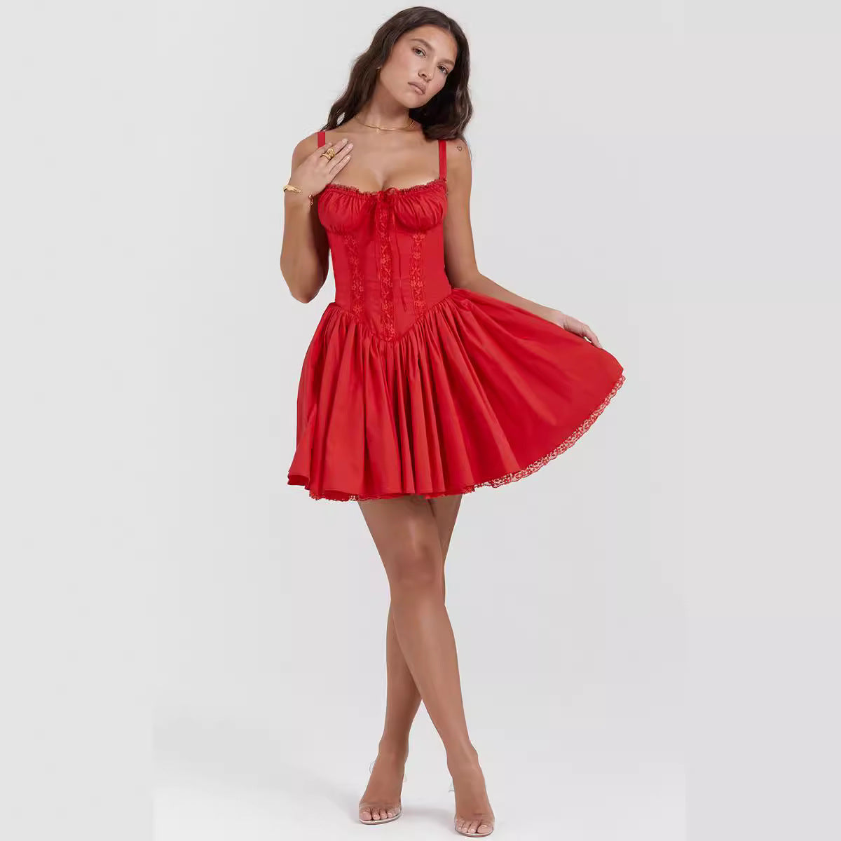 Women's Sexy Lace Patchwork Sling Small Female Dresses