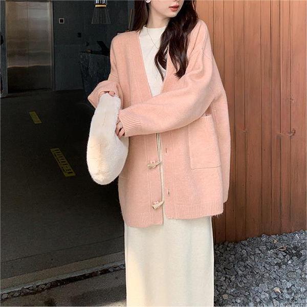 Women's Button Knitted For Idle Style Loose Casual Fashion Korean Women's Sweater