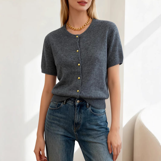 Women's Sleeve Knitted European Goods Round Neck Casual Cardigans
