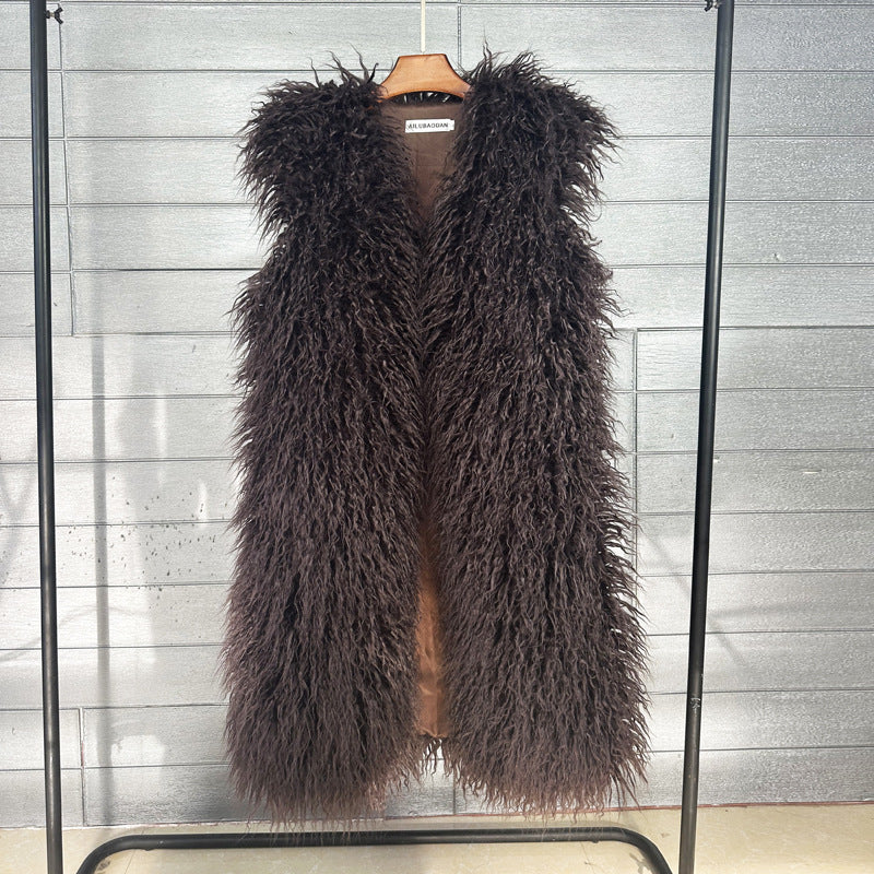 Women's Winter Lengthened Imitated Tibet Sheep Fur Coats