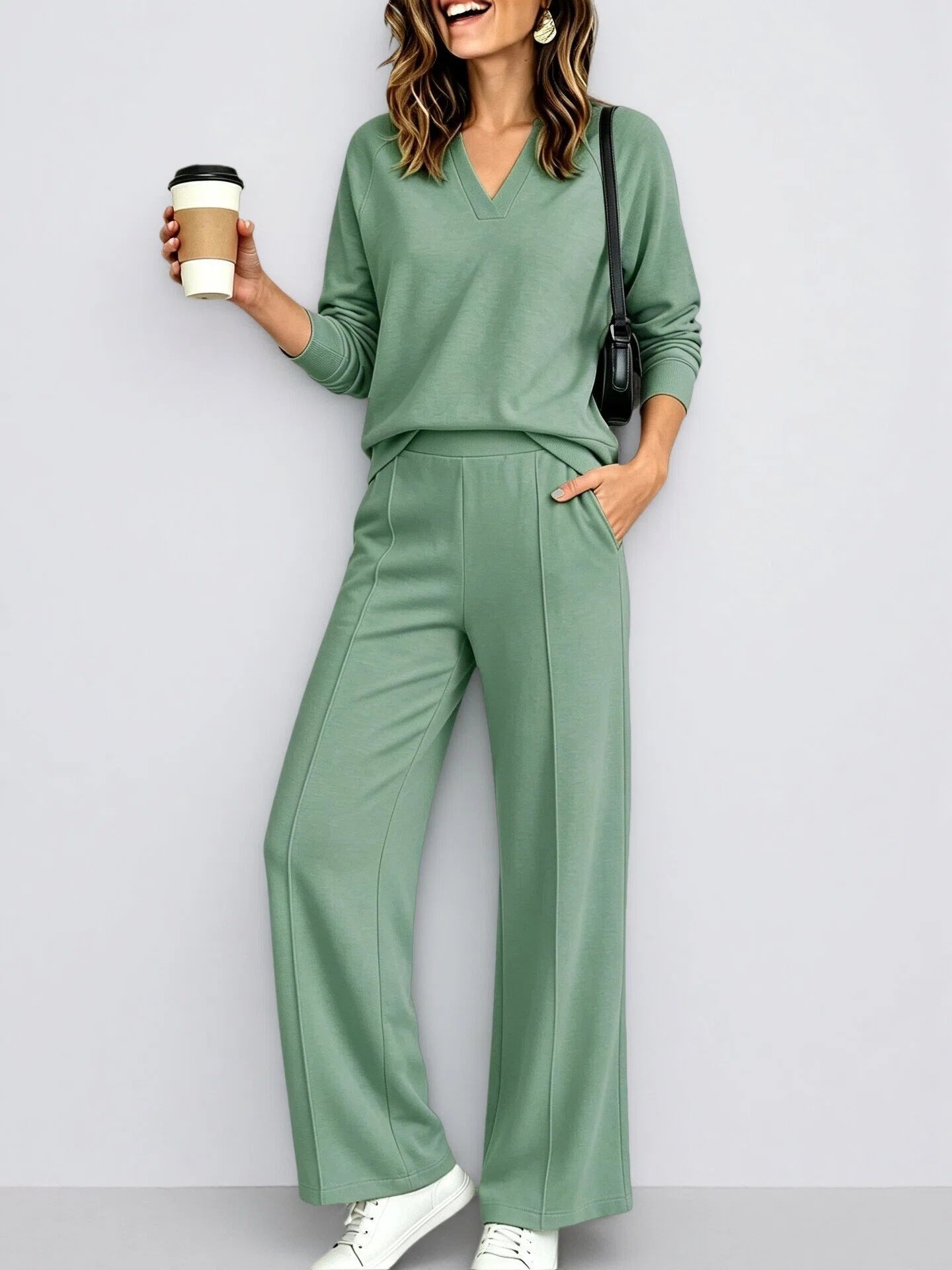 Women's Sportswear Solid Color Long-sleeved Trousers Fashion Casual Suit