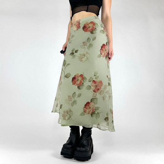 Women's Style Flowers Slimming Printed Slim Fit Skirts