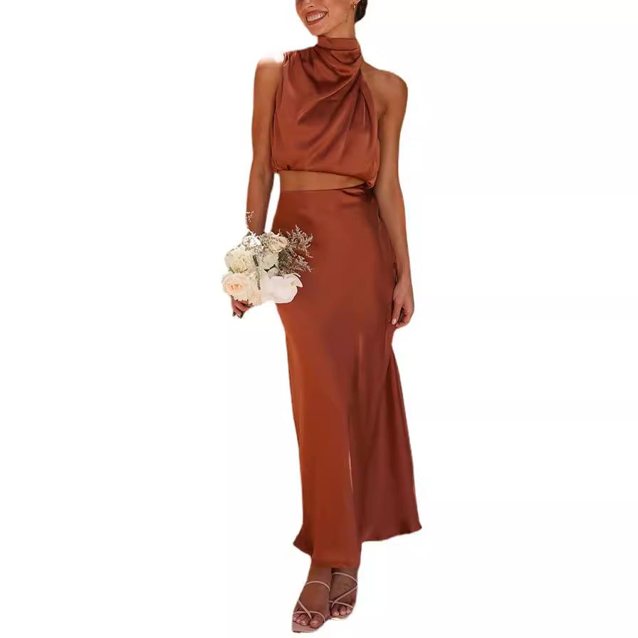 Stylish Satin Slim Fit Casual Two-piece Suits