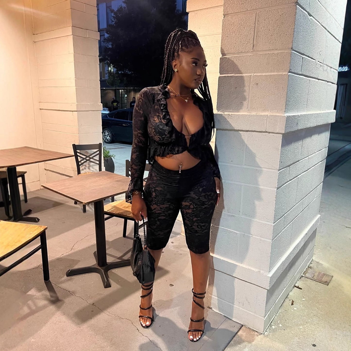 Women's Fashion Wear Sexy Lace Two-piece Suits