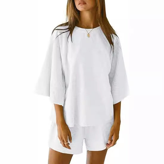 Women's Summer Three-quarter Sleeve Elastic Waist Fashion Casual Suit
