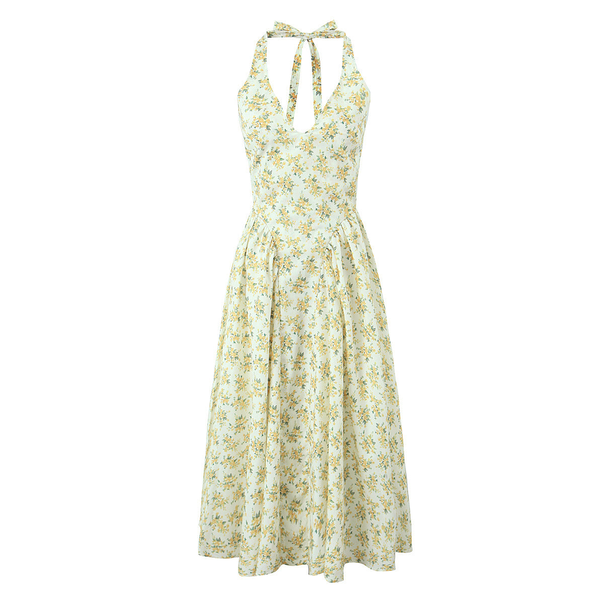 Women's Hanging Collar Waist Slimming Long Cotton Dresses