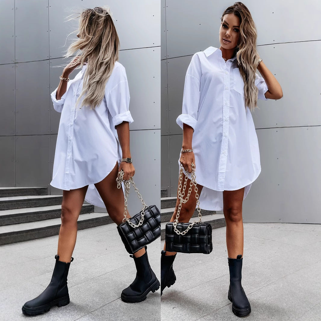Women's Autumn Simple Loose Long Sleeves Buttons Blouses