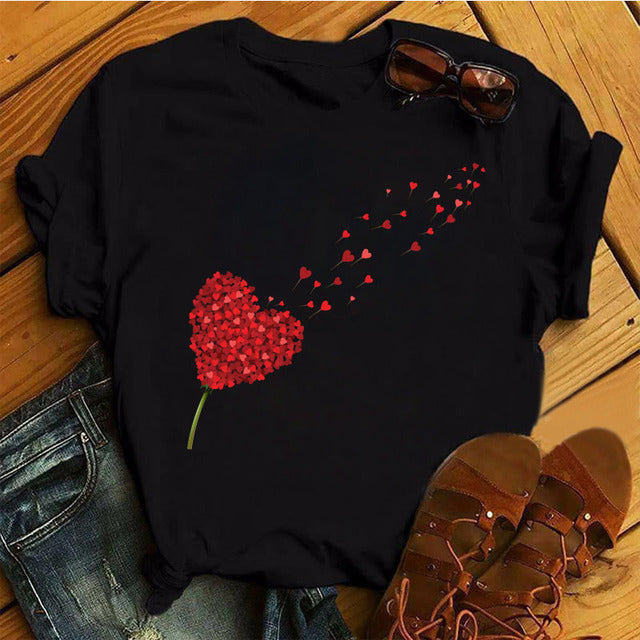 Women's Sleeve T-shirt Love Series Korean Style Blouses