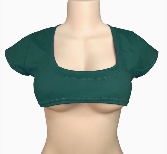 Women's Two-dimensional Pure Color Half Milk T-shirt Cute Blouses