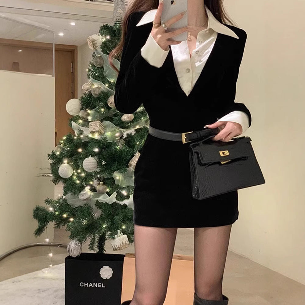 Women's Like Woman Wind Black Waist Slimming Pure Skirts