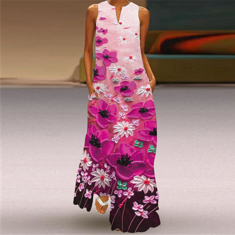 Women's Summer Sleeveless Dress Printed Emerald Dresses