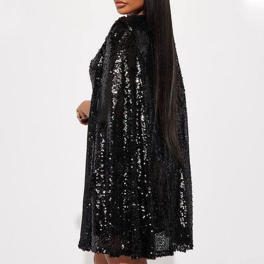 Women's Spring Fashion Stand Collar Sequins Dress Dresses