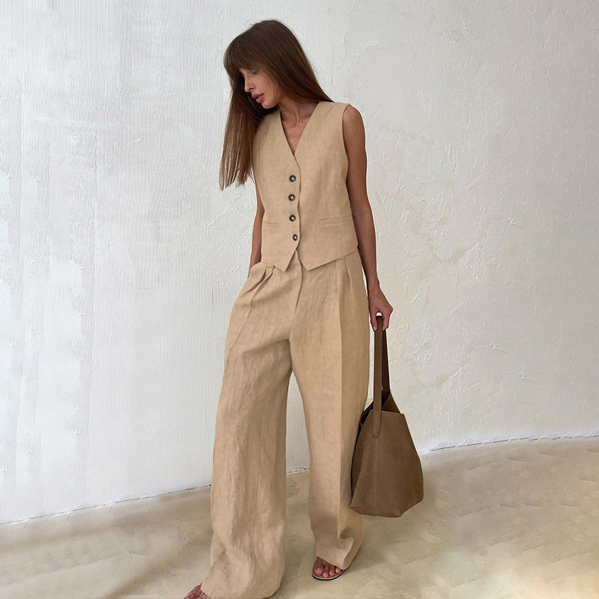 Women's Commuter Khaki Trousers Two-piece Autumn Fashion Suits
