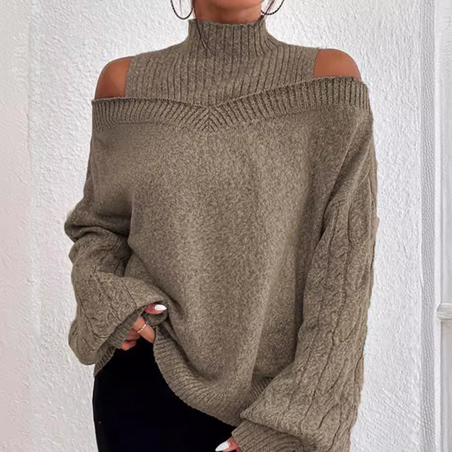 Casual Women's Mock Neck Loose Large Sweater